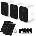 Security Cameras Wireless Outdoor with Solar Panel Cameras for Home Security, 1080P, Home Camera with Night Vision, 3 Pack, White,