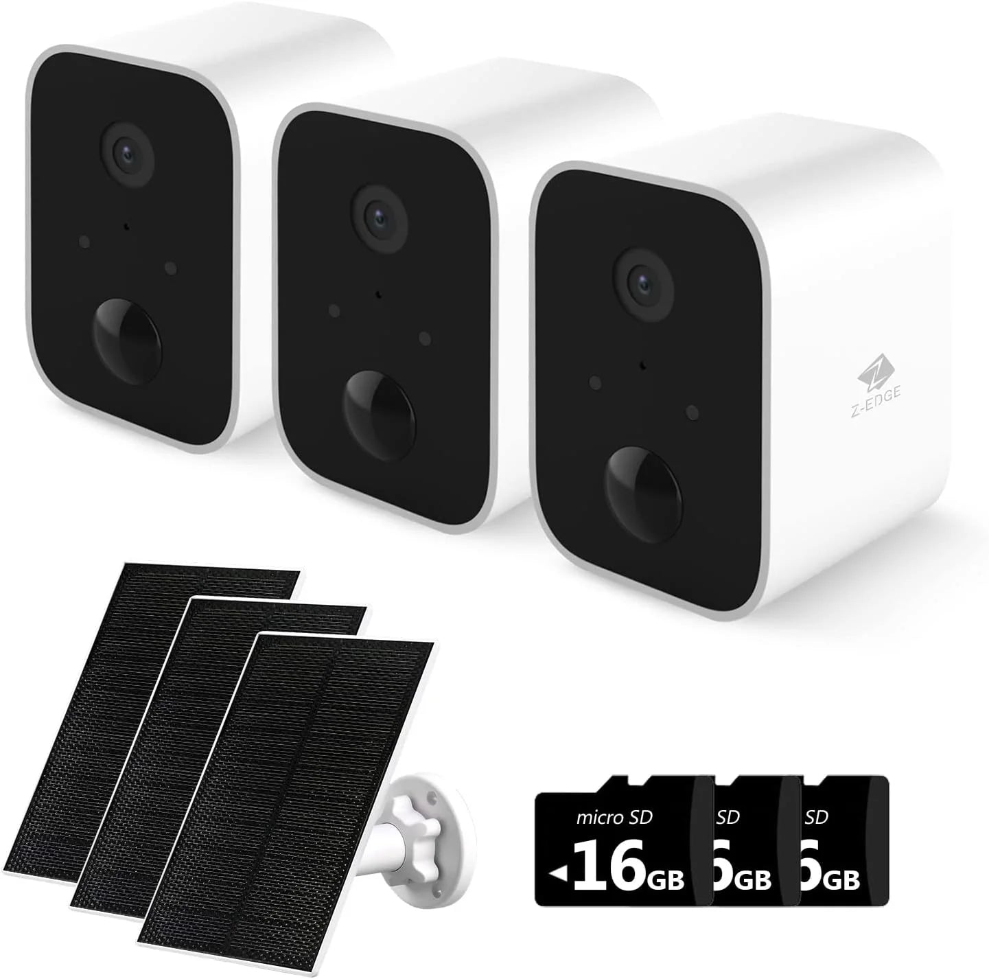 Security Cameras Wireless Outdoor with Solar Panel Cameras for Home Security, 1080P, Home Camera with Night Vision, 3 Pack, White,