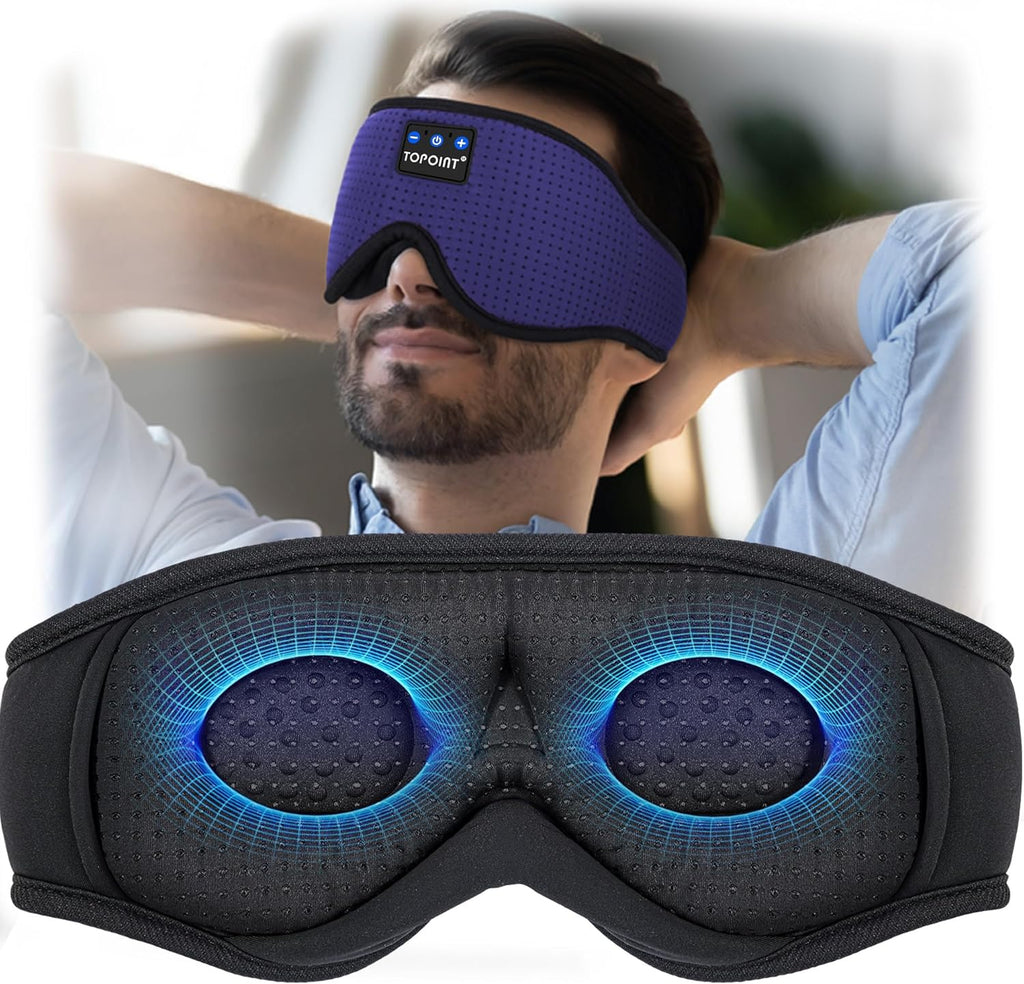 Sleep Mask with Headphones Bluetooth 5.4,  3D Eye Mask Blackout Breath Silk for Side Sleepers Women Men, Sleep Headphones Earphones HD Speaker Microphone for Travel Meditation Gift, CPAP Users