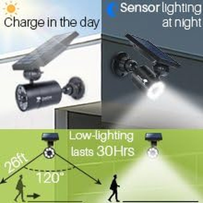 Solar Motion Sensor Lights Outdoor Aluminum Case(Not Plastic), Solar Flood Spot Lights for outside Post Yard Patio Path Garden, 100-Week Free Refund/Replacement