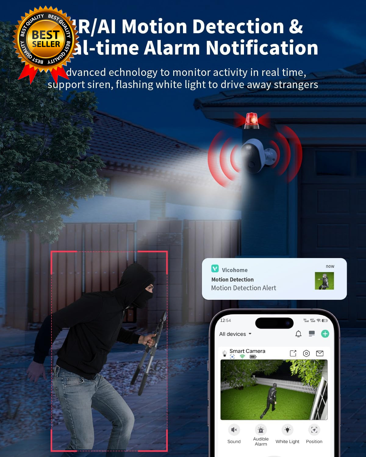 Security Cameras Wireless Outdoor Battery Powered 2K Color Night Vision AI