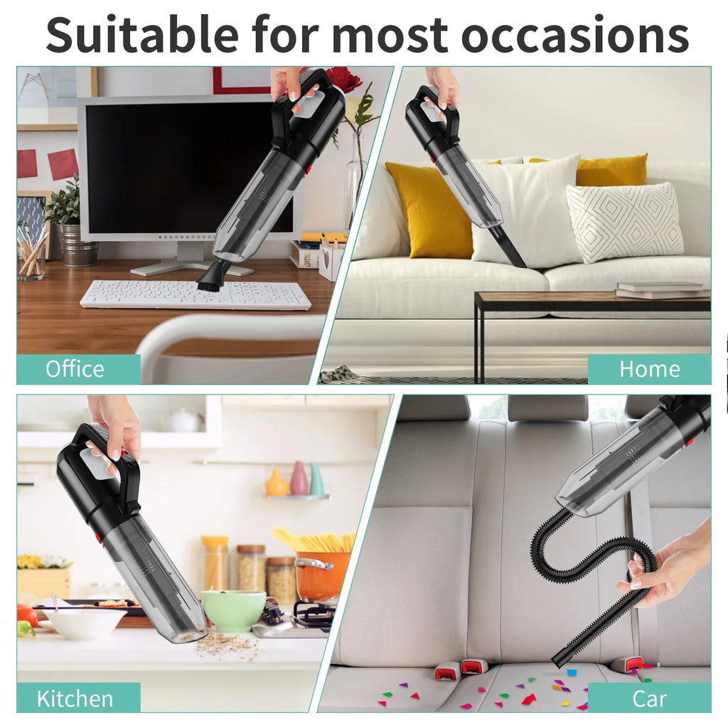 Cordless Handheld Vacuum Cleaner, Portable Car Vacuum Cleaner 3 in 1 Cordless Vacuum Air Blower and Hand Pump with LED Light for Home Car Pet Hair