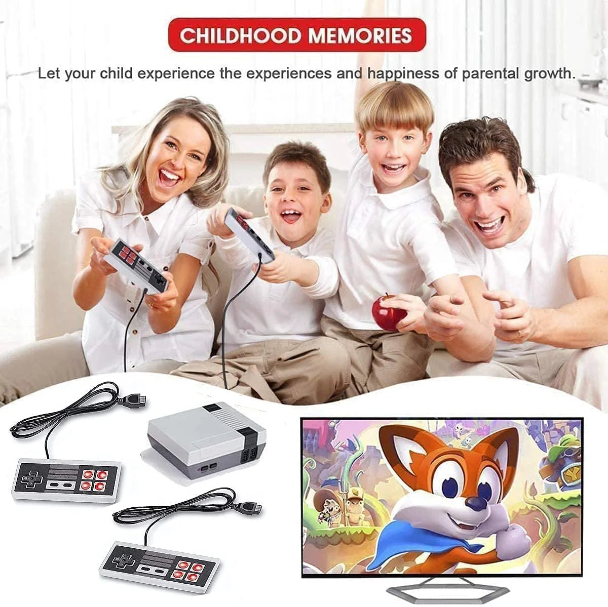 Mini Game Console with NES Dual Controllers, Gray