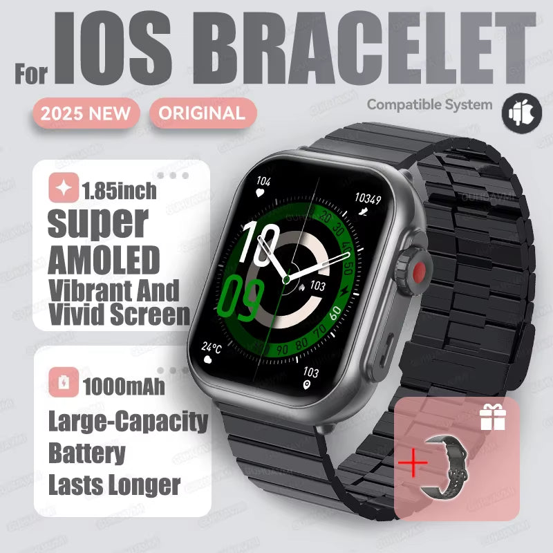 2025 New Fashion Sports Smart Watch Men Women 1.85-Inch HD AMOLED Full Touch Screen IP68 Waterproof Bluetooth Call Smartwatches