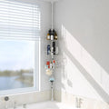 Shower Organizer Caddy 39-125" Stainless Steel Shower Shelves Rack for inside Shower Bathroom Bathtub Caddy Rustproof Tension Pole Silver