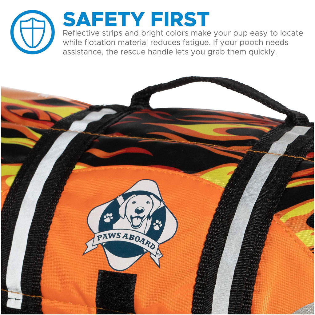 New Doggy Life Jacket-Nylon  F1600 XL Weight 90 Ibs & up Orange Flame "Bad to the Bone"