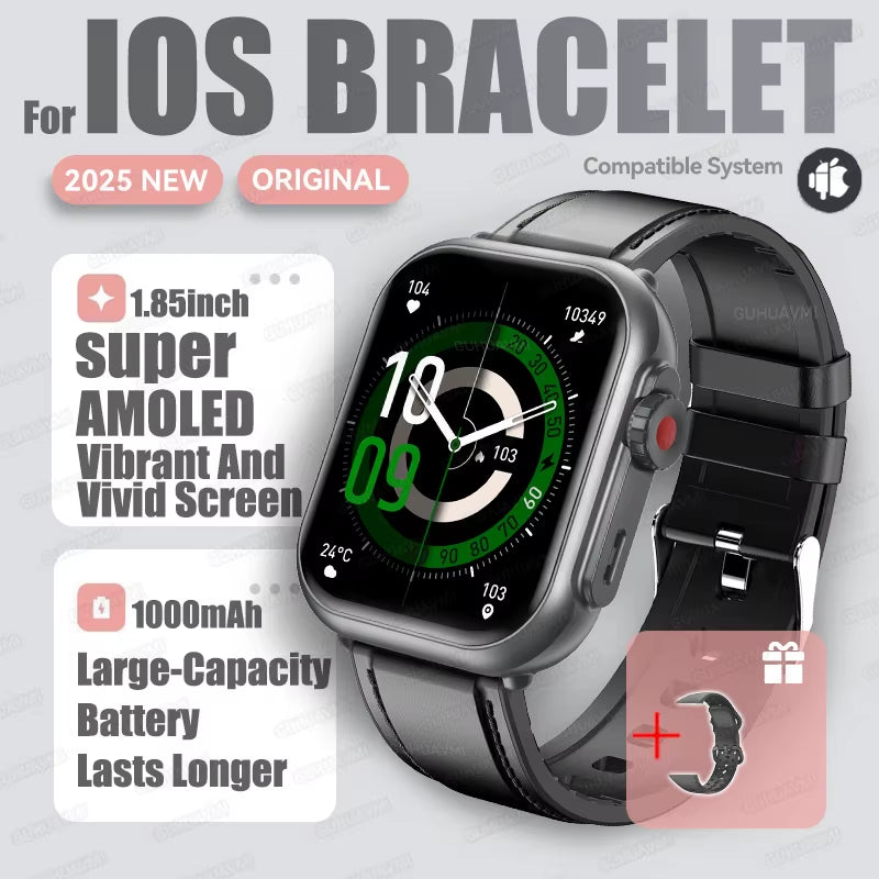 2025 New Fashion Sports Smart Watch Men Women 1.85-Inch HD AMOLED Full Touch Screen IP68 Waterproof Bluetooth Call Smartwatches