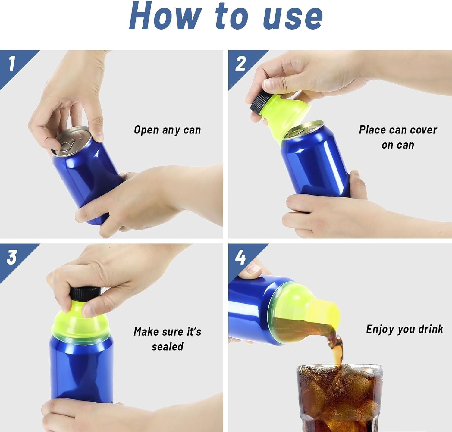 12 Pack Can Covers Reusable Pop Can Bottle Tops Lids for Soda Carbonated Drink