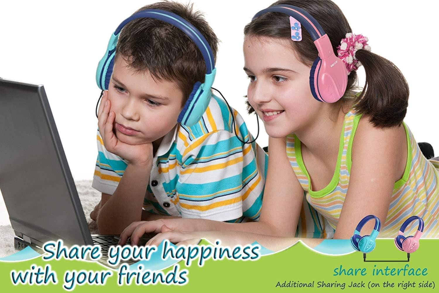 Kids Wireless Headphones Girls with Volume Limited, Bluetooth Headphones with Microphone, Foldable and Adjustable, Stereo Wireless Over-Ear Headset for Children Ipad Kindle Fire Tablet Pink