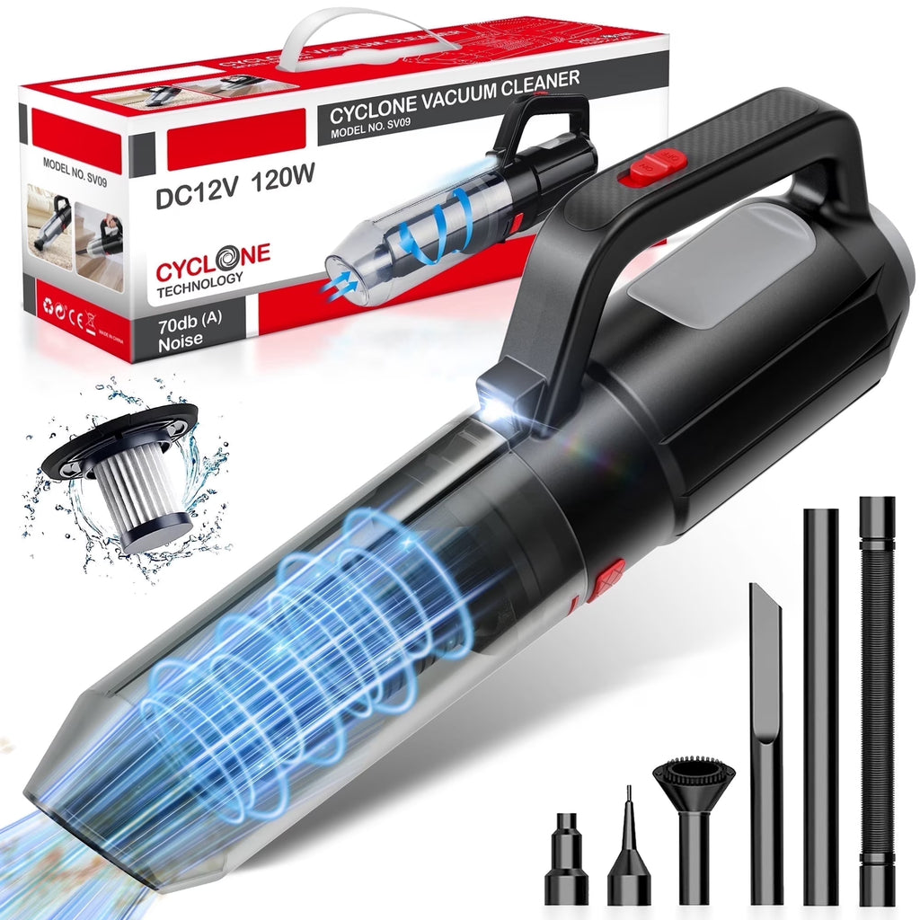 Cordless Handheld Vacuum Cleaner, Portable Car Vacuum Cleaner 3 in 1 Cordless Vacuum Air Blower and Hand Pump with LED Light for Home Car Pet Hair