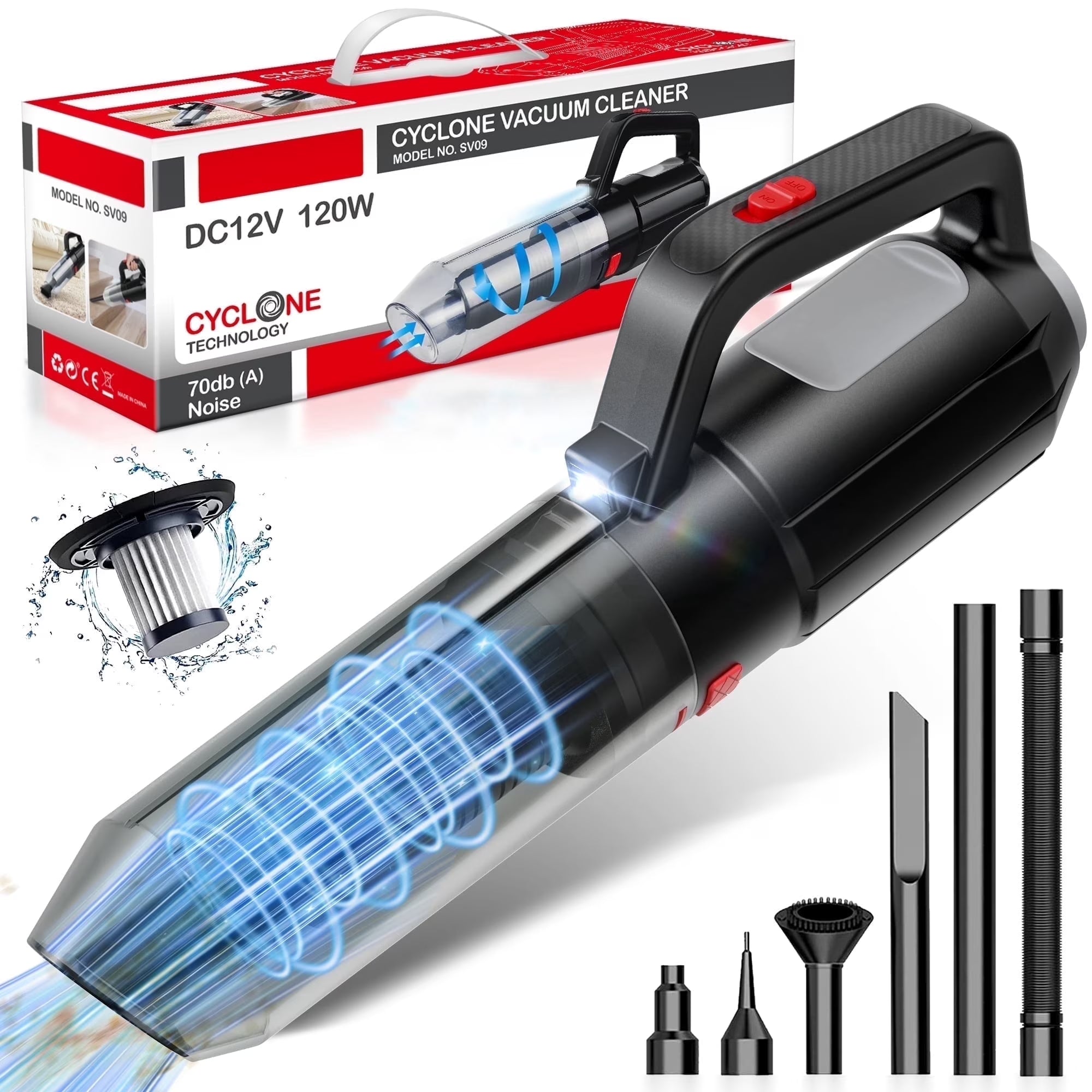 Cordless Handheld Vacuum Cleaner, Portable Car Vacuum Cleaner 3 in 1 Cordless Vacuum Air Blower and Hand Pump with LED Light for Home Car Pet Hair