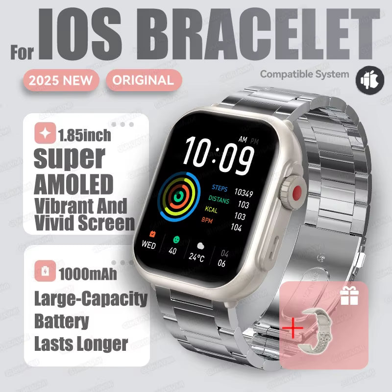 2025 New Fashion Sports Smart Watch Men Women 1.85-Inch HD AMOLED Full Touch Screen IP68 Waterproof Bluetooth Call Smartwatches