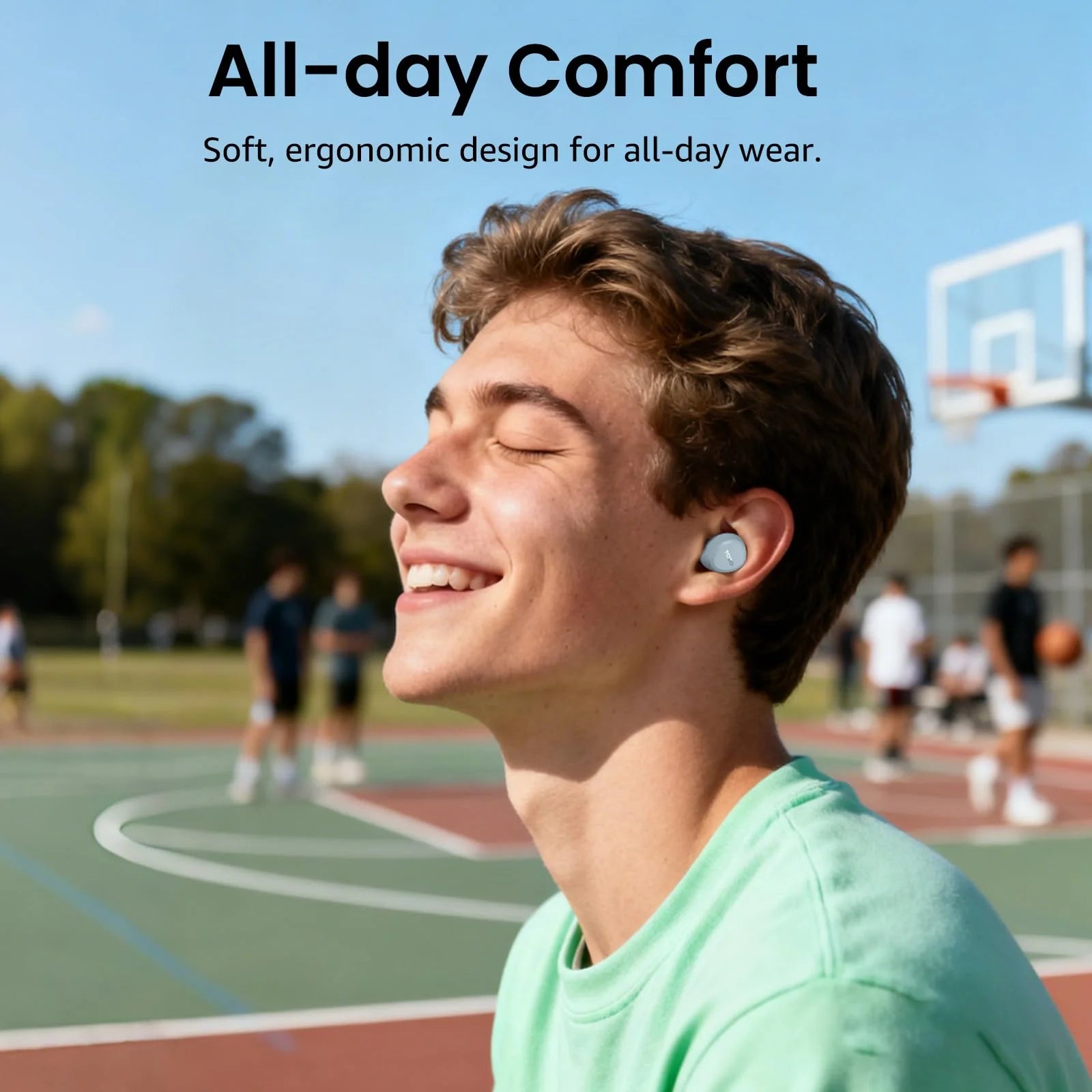 A1 Mini Earbuds Bluetooth Wireless Headphones, 32H, AI Noise Cancelling Mic, Stereo Bass, Clear Calls, Lightweight IPX5 Waterproof, App 32EQ, Blue