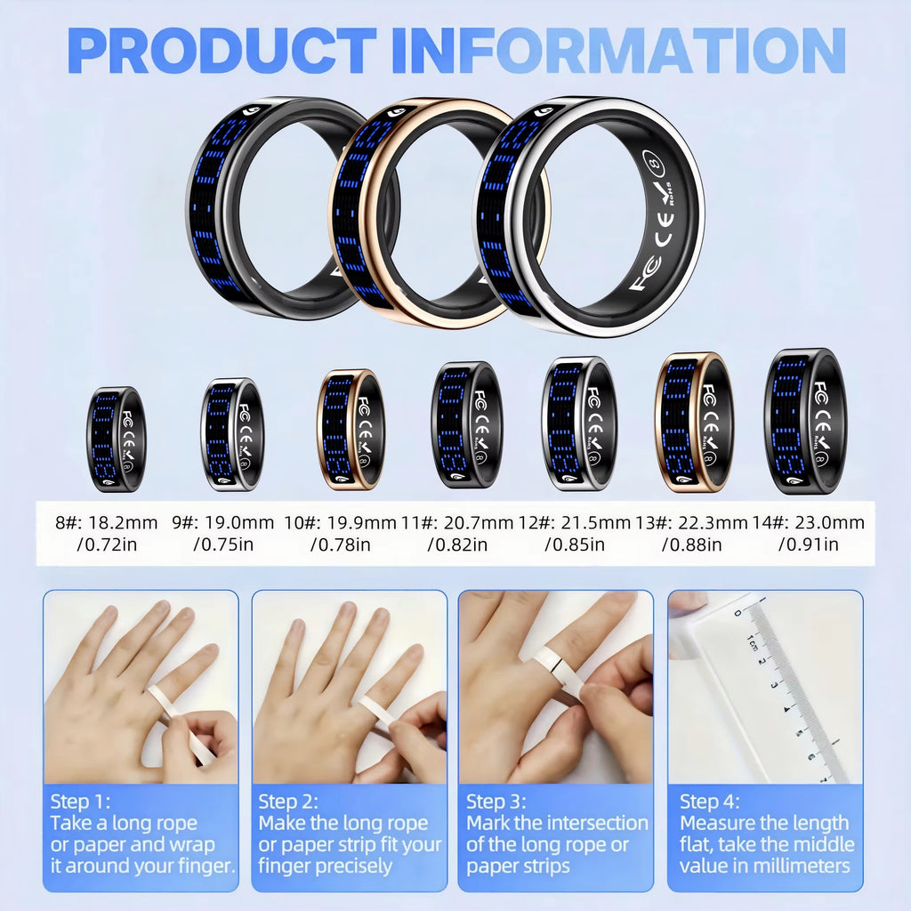 New Style Smart Rings for Men and Women! Dot - Matrix Display & Stylish Charging Base. Track Sports|Sleep|Health, and Women'S Cycles. Call Alerts, Gesture Control. Works with Iphone & Android. IP68 Waterproof.Nice Gift