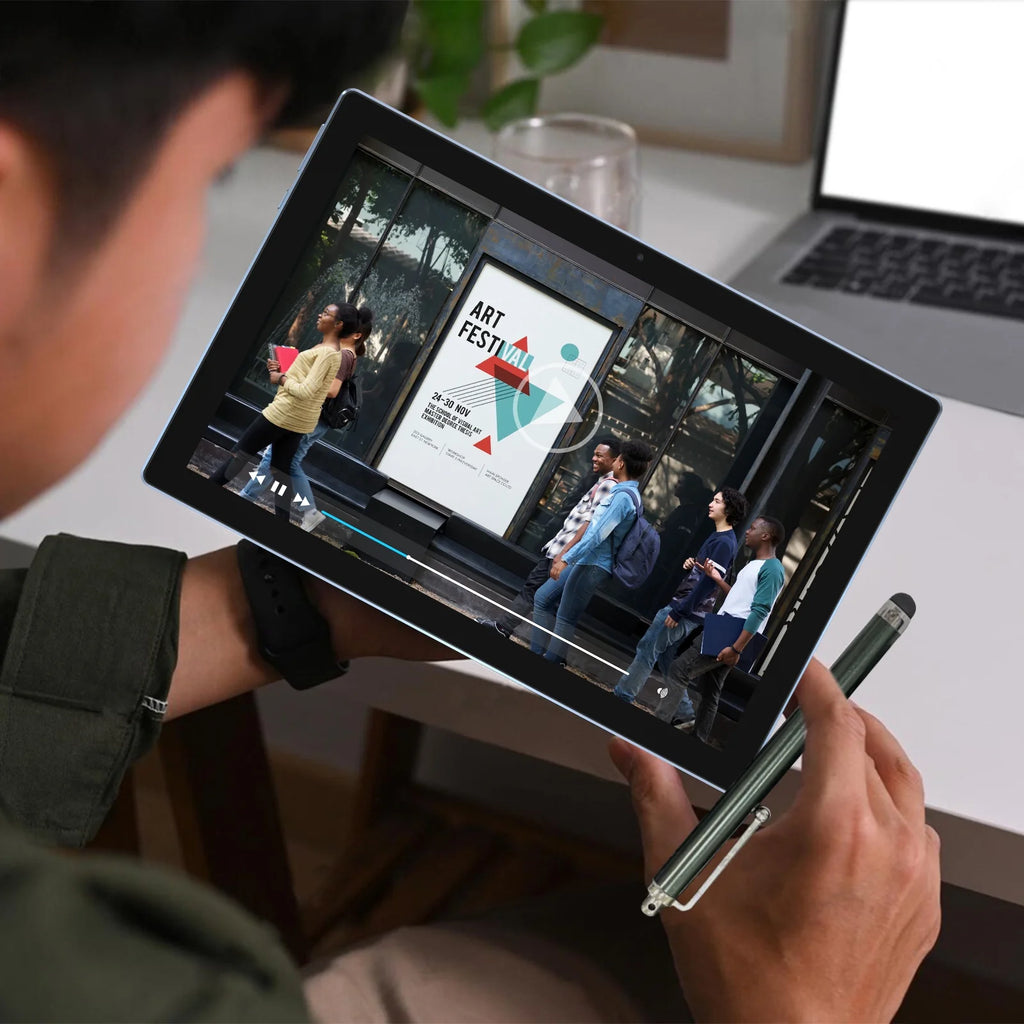 2 in 1 Tablet, 10 Inch Tablet Android Tablets PC with Keyboard Case Mouse Stylus, 4GB RAM+64GB ROM 512GB Expandable Tableta Computer, 10.1 IPS Screen, 2+8MP Dual Camera, Wifi BT Google Play.