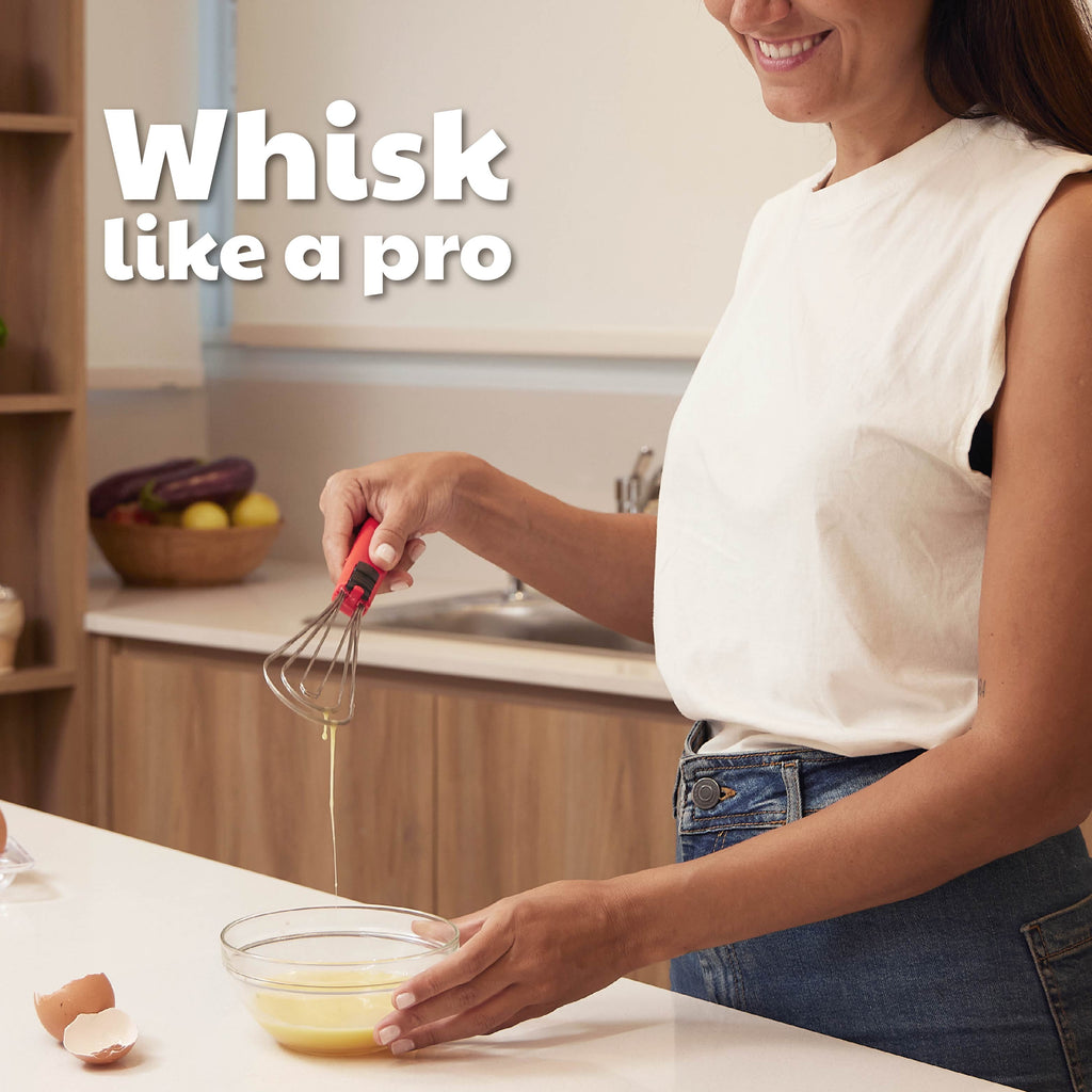 Foodie Tongs for Cooking - Dishwasher Safe 6-In-1 Kitchen Gadget - Red