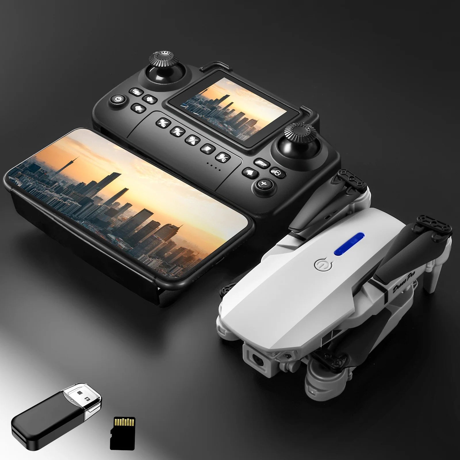 , Drone with Camera Remote Control with Screen Display 2.4G RC Quadcopter Altitude Hold for Kids Adults, Gray