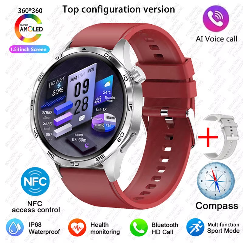 2026 New Smart Watch Men Watch 5 Pro AMOLED HD Screen Bluetooth Call GPS Trajectory NFC Heart Rate Compass Smartwatches