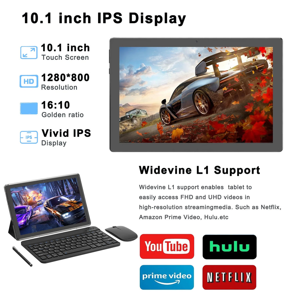 2024 Newest Android 13 Tablet 10 Inch, 12GB RAM 128GB ROM/1TB Expandable Tablet PC, 2 in 1 Tablets with Keyboard, Quad-Core 2.0Ghz CPU HD Screen, Google Certified 5G Wifi 6 BT 5.0, 8MP Camera Tableta