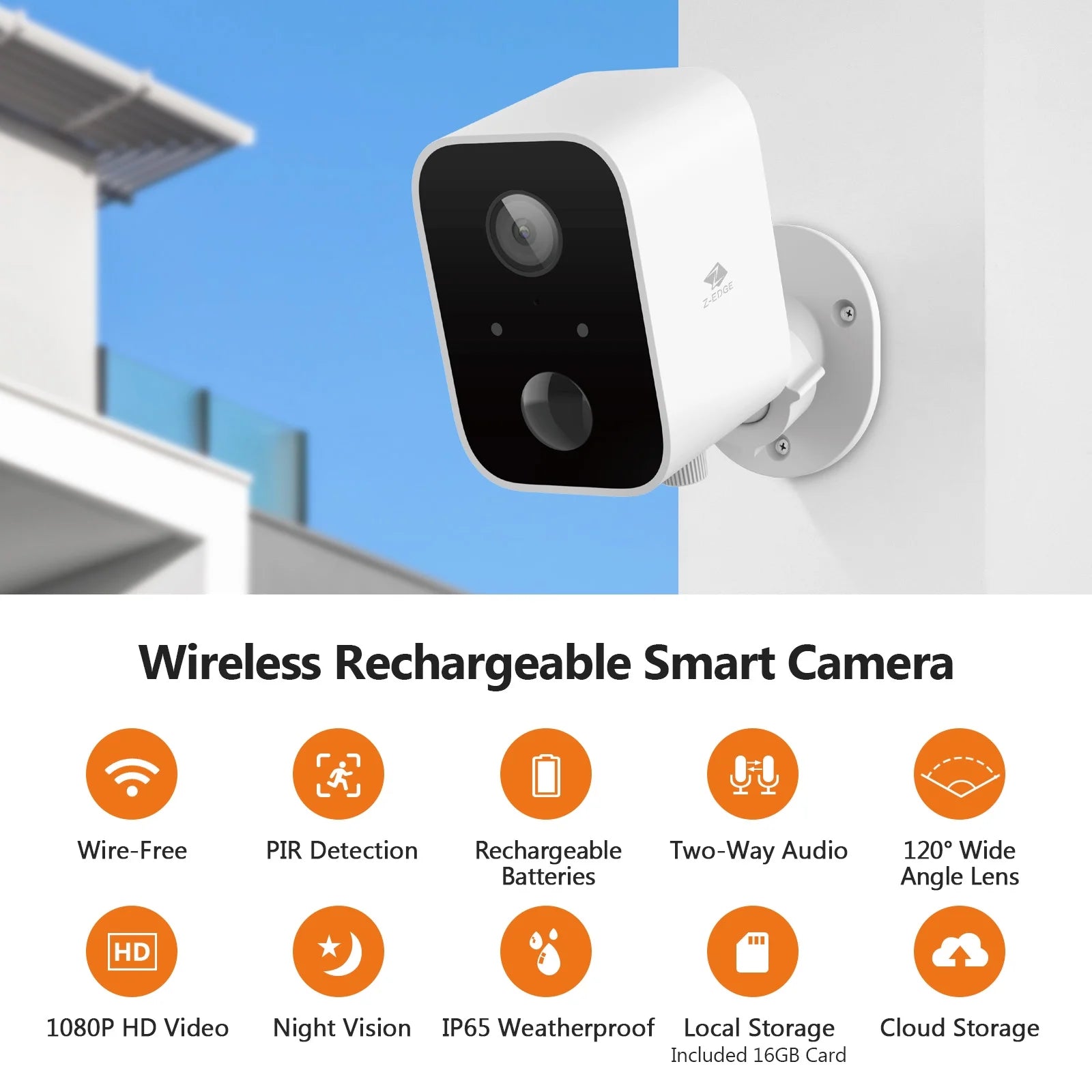 Security Cameras Wireless Outdoor with Solar Panel Cameras for Home Security, 1080P, Home Camera with Night Vision, 3 Pack, White,