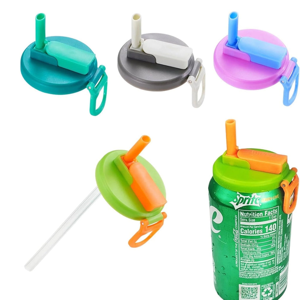 4 Pack Reusable Soda Can Lids with Straw Covers for Beer Drink
