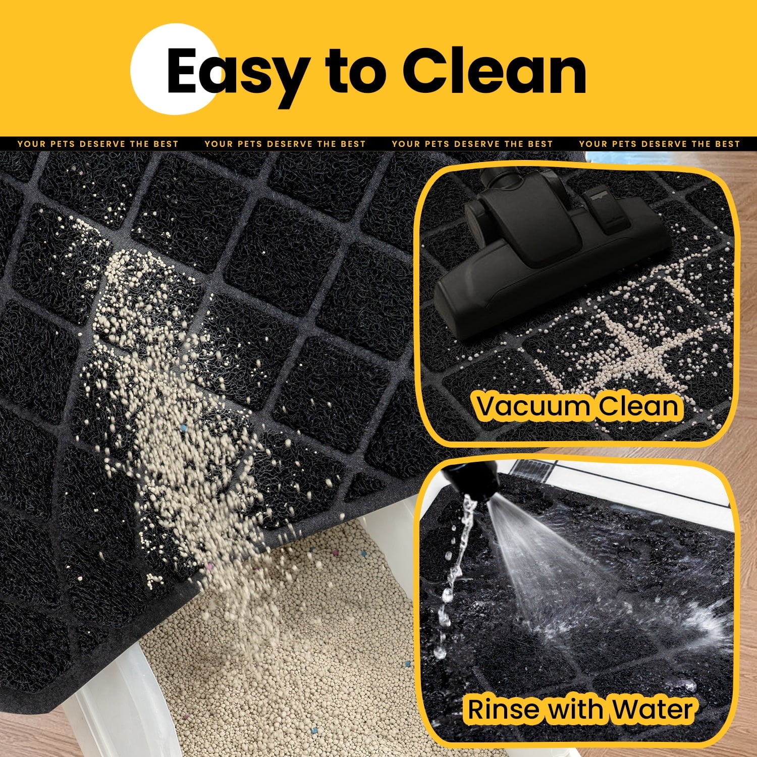 Cat Litter Mat, 47" X 35" Premium Durable PVC, Non-Slip, Less Waste, Urine Waterproof