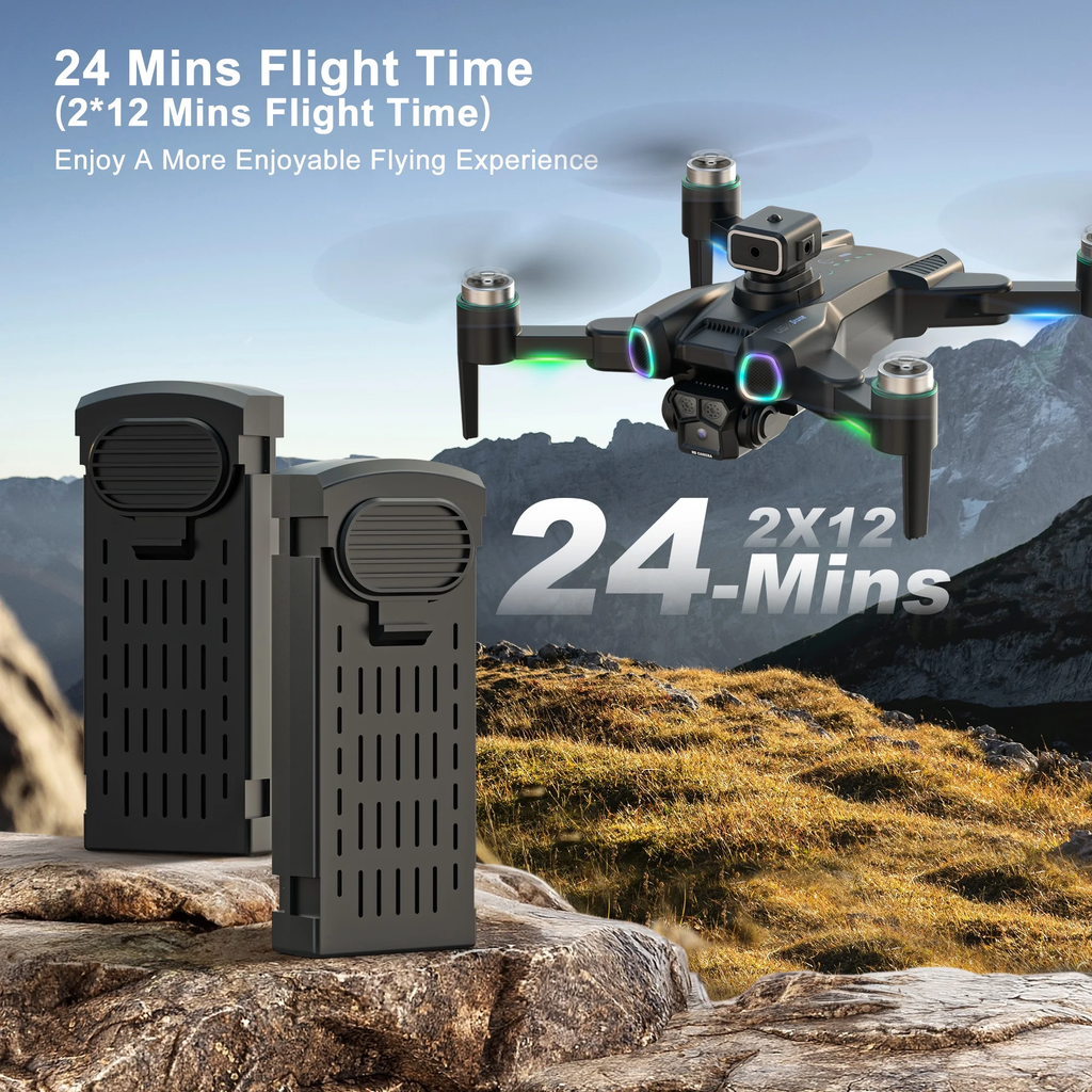 Mini Drone for Kids 8-12, CS15 Foldable Drones with HD Camera, Headless Mode, LED Lights, 2 Batteries, Black