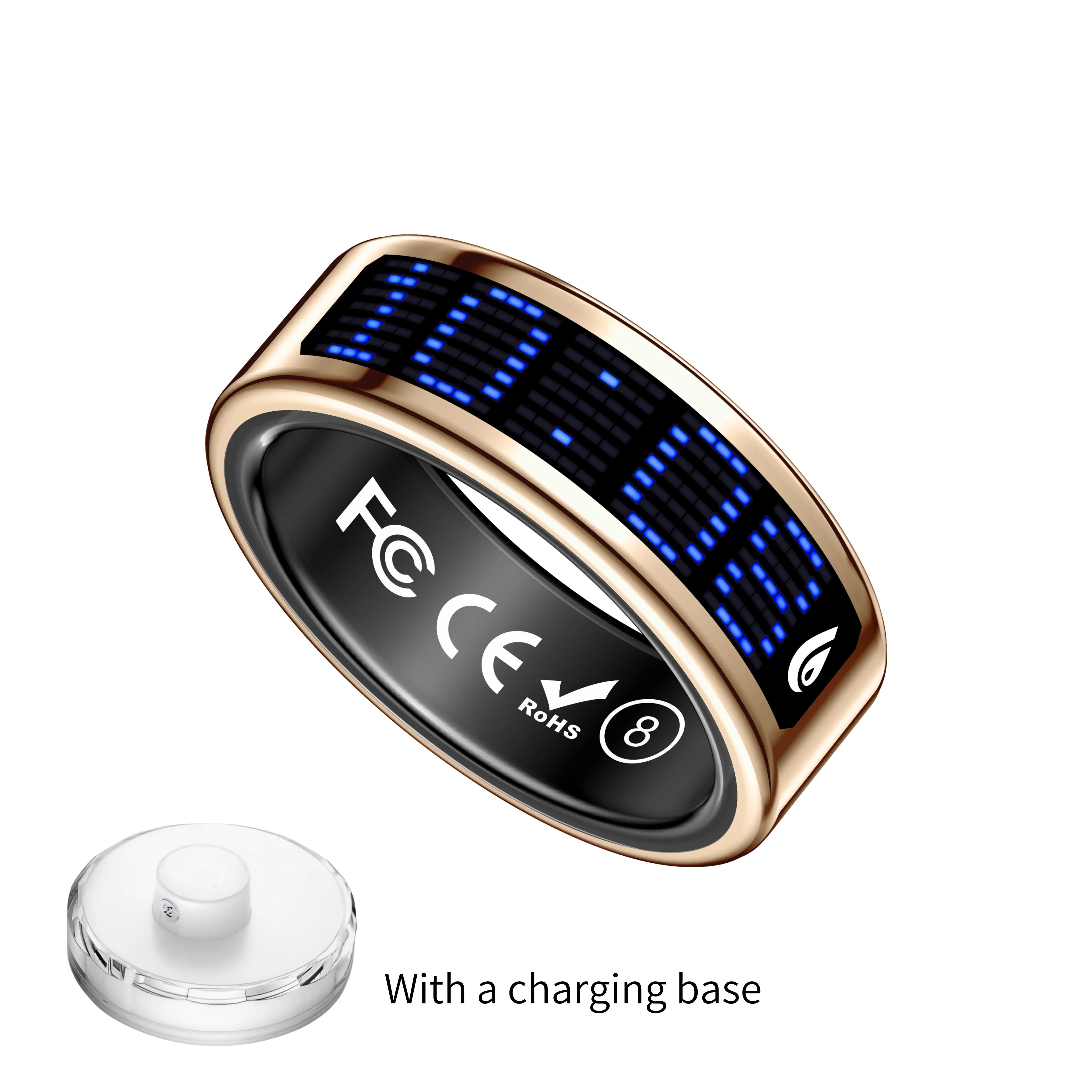 New Style Smart Rings for Men and Women! Dot - Matrix Display & Stylish Charging Base. Track Sports|Sleep|Health, and Women'S Cycles. Call Alerts, Gesture Control. Works with Iphone & Android. IP68 Waterproof.Nice Gift