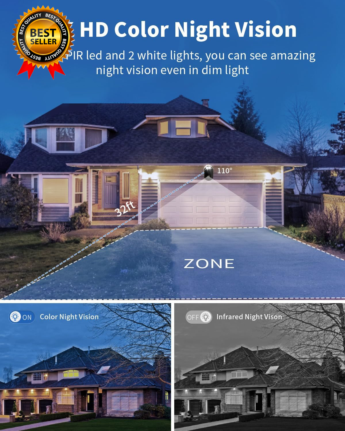 Security Cameras Wireless Outdoor Battery Powered 2K Color Night Vision AI
