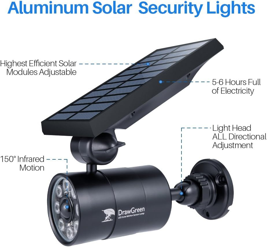 Solar Motion Sensor Lights Outdoor Aluminum Case(Not Plastic), Solar Flood Spot Lights for outside Post Yard Patio Path Garden, 100-Week Free Refund/Replacement