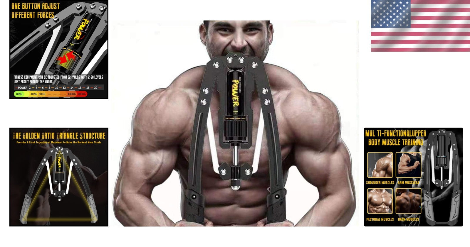 Hydraulic Arm Strength Trainer - 22-440Lbs Adjustable Fitness Equipment