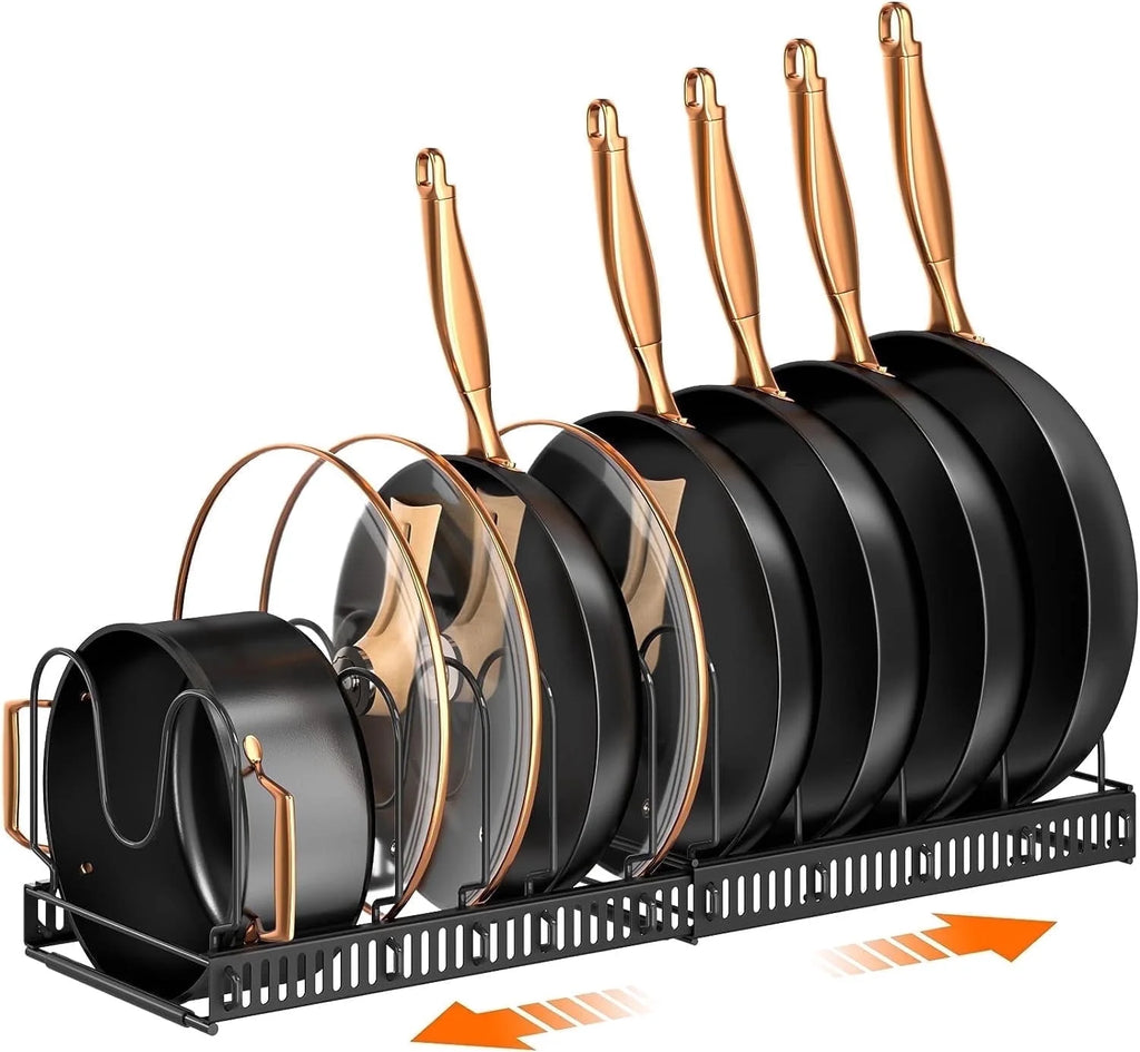 Pots and Pans Organizer Rack, Expandable 11.71-22.85 Inch Pot Rack under Cabinet