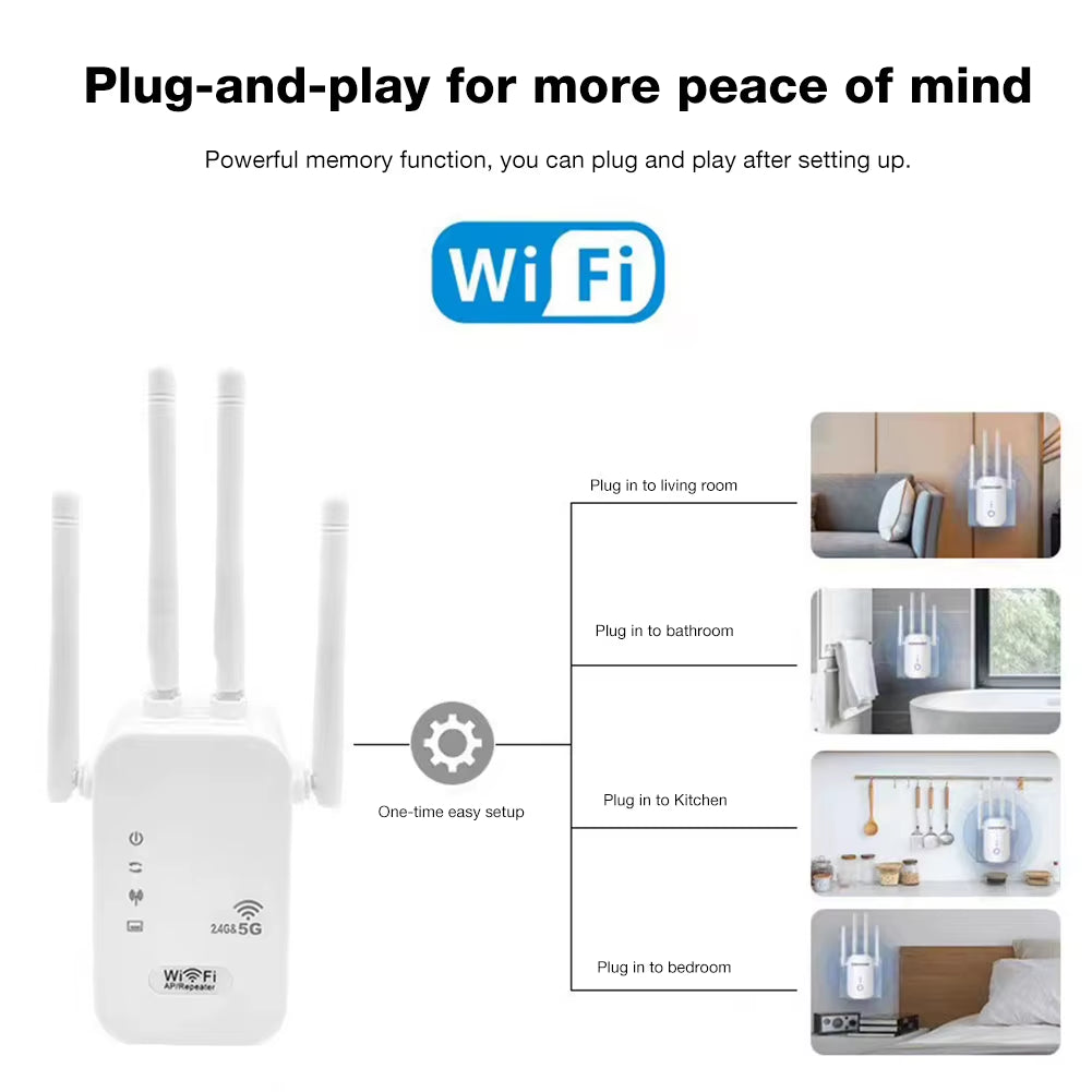 Dual-Band 2.4G 5G Wifi Repeater Signal Booster Wifi Extender 802.11Bgn Gigabit Router with WPS EU/US Plug Type Wifi Amplifier