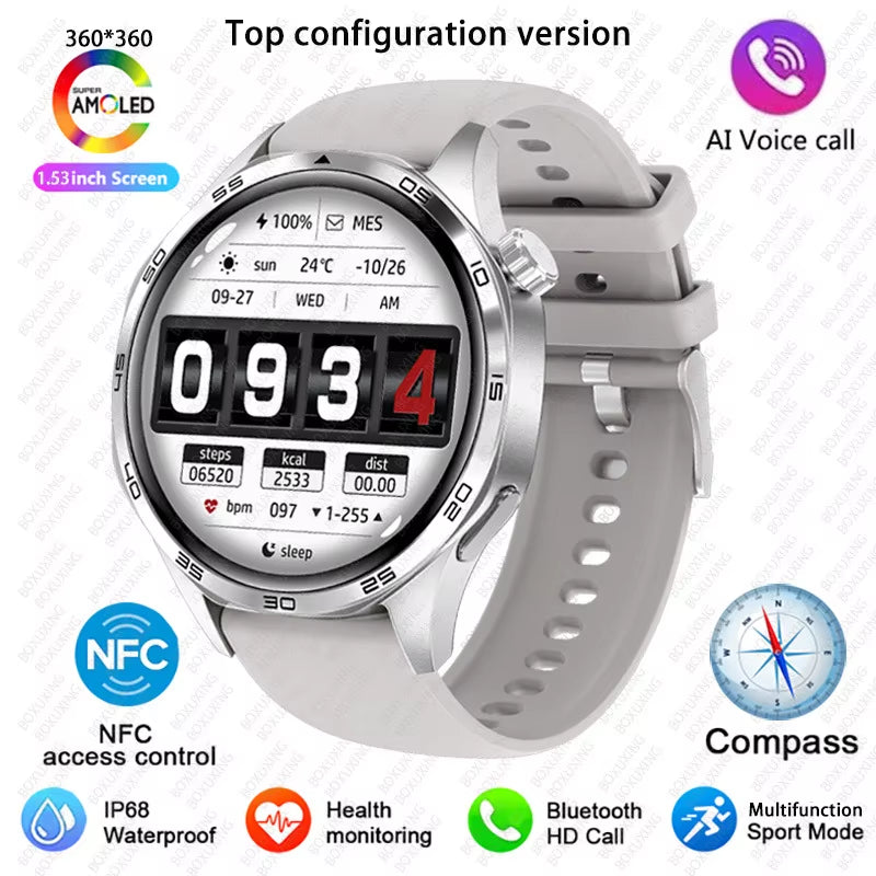 2026 New Smart Watch Men Watch 5 Pro AMOLED HD Screen Bluetooth Call GPS Trajectory NFC Heart Rate Compass Smartwatches