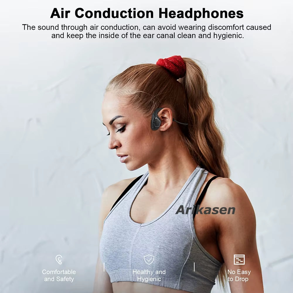 Bluetooth Headsets with Microphone Open Ear Headphones Wireless Bluetooth Noise Cancelling Air Conduction Headphones for Office