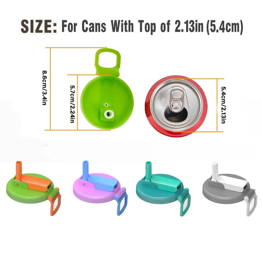 4 Pack Reusable Soda Can Lids with Straw Covers for Beer Drink