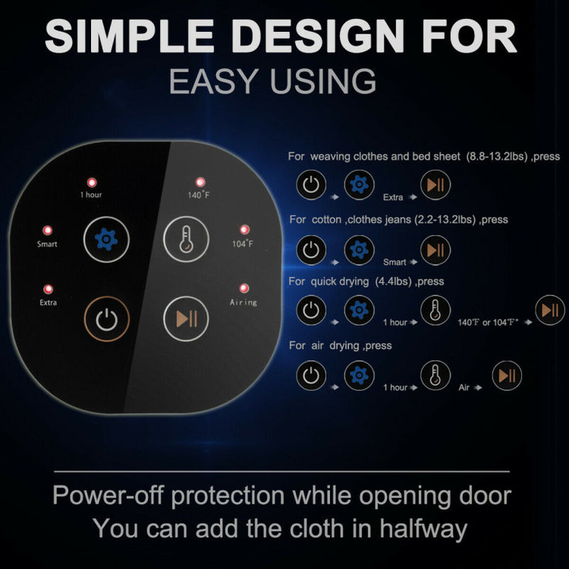 1700W Electric Dryer Portable Tumble Dryer with Steel Tub