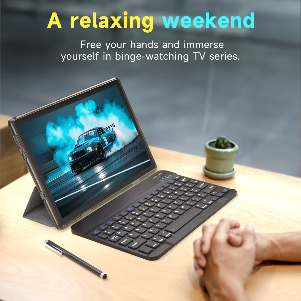 2024 Newest Android 13 Tablet 10 Inch, 12GB RAM 128GB ROM/1TB Expandable Tablet PC, 2 in 1 Tablets with Keyboard, Quad-Core 2.0Ghz CPU HD Screen, Google Certified 5G Wifi 6 BT 5.0, 8MP Camera Tableta