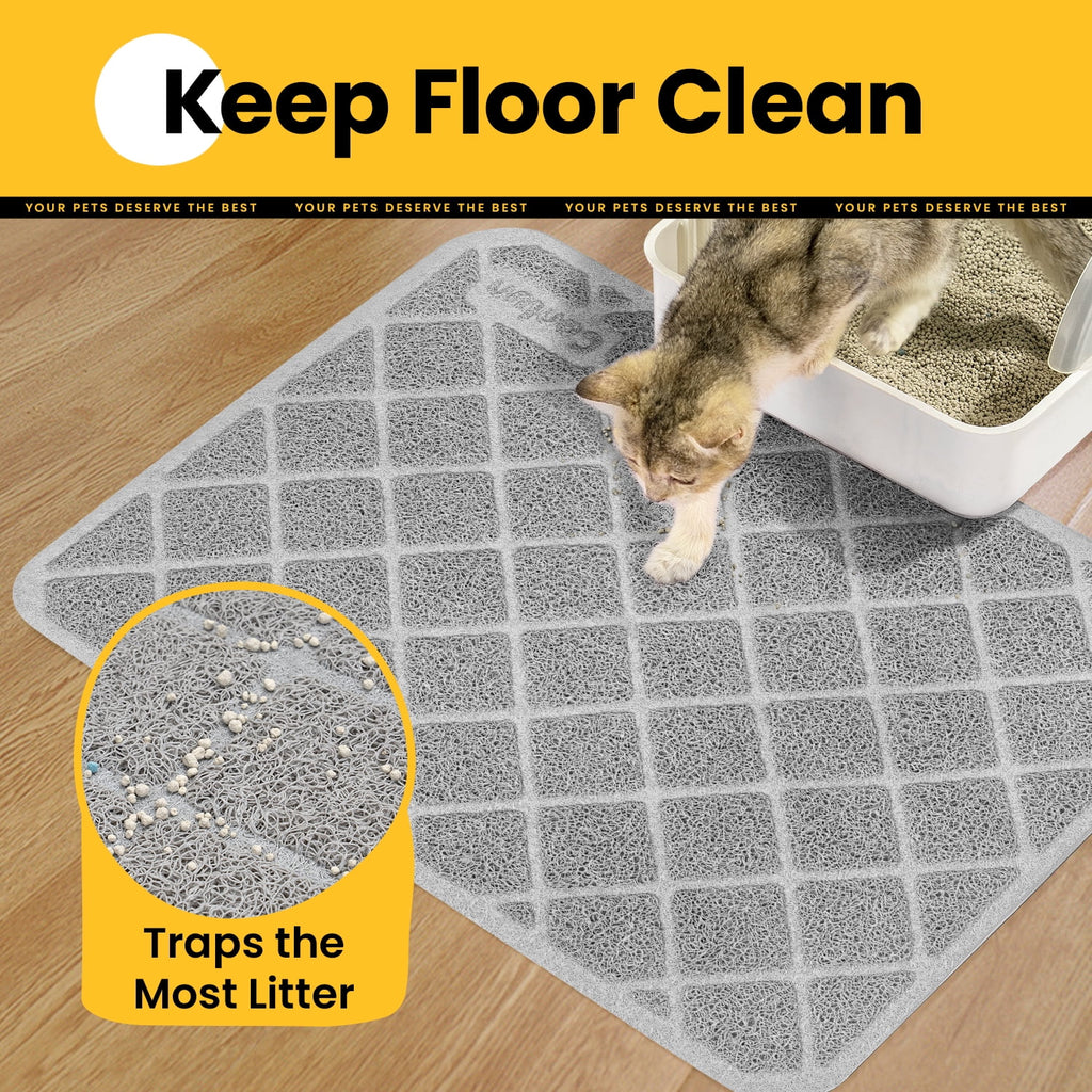 Cat Litter Mat, 40" X 28" Premium Durable PVC, Non-Slip, Less Waste, Urine Waterproof