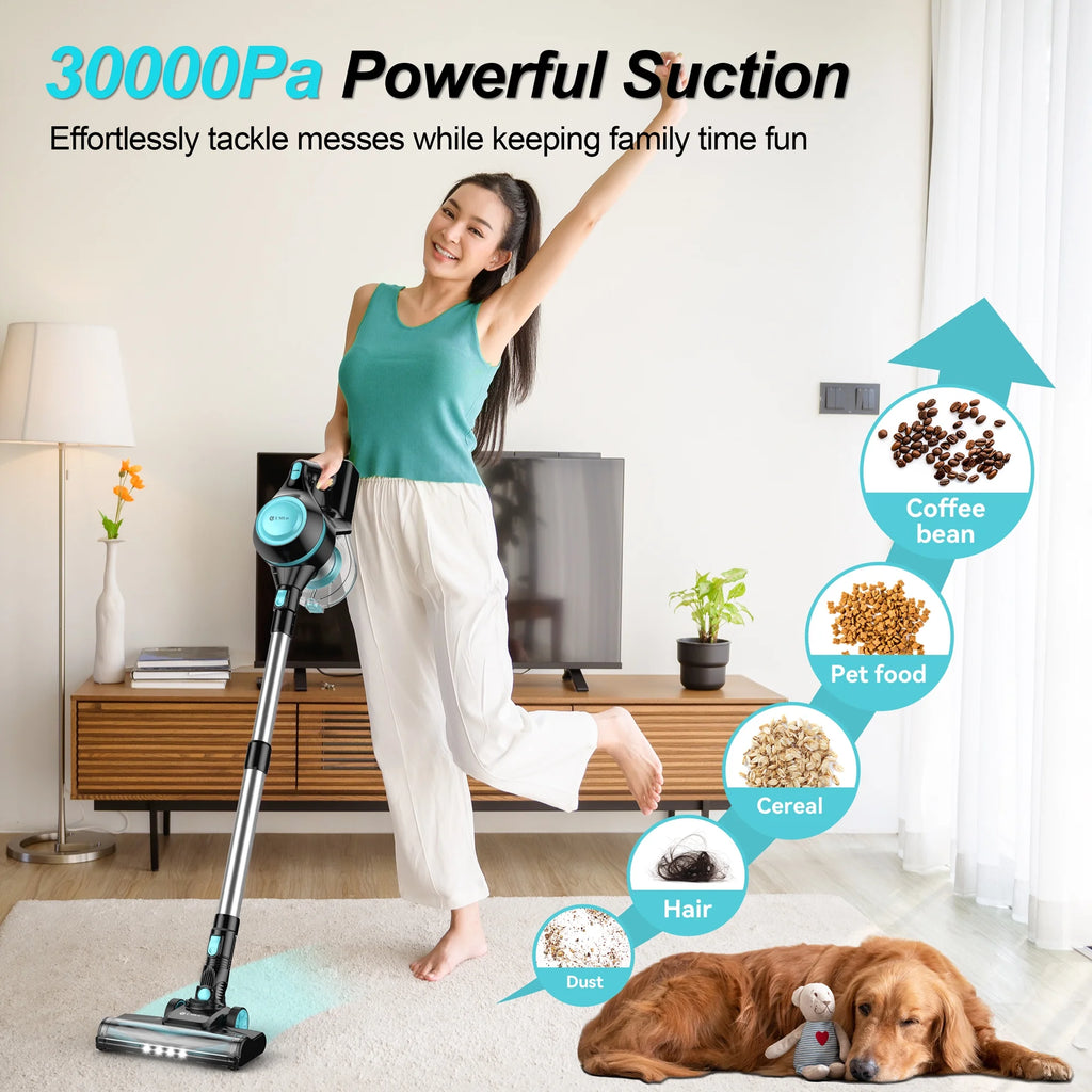 Cordless Vacuum Cleaner, 30Kpa Powerful Suction Stick Vacuum, 6 in 1 Lightweight Vacuum Cleaners for Home Hardfloor Carpet Pet Hair, N15