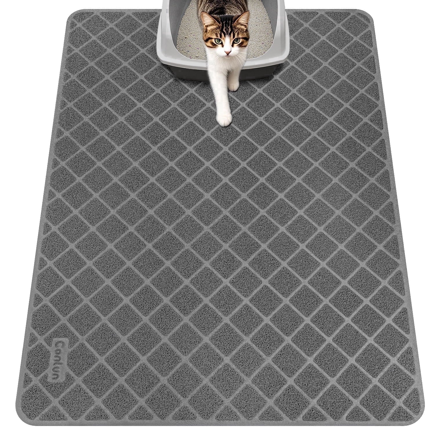Cat Litter Mat, 40" X 28" Premium Durable PVC, Non-Slip, Less Waste, Urine Waterproof