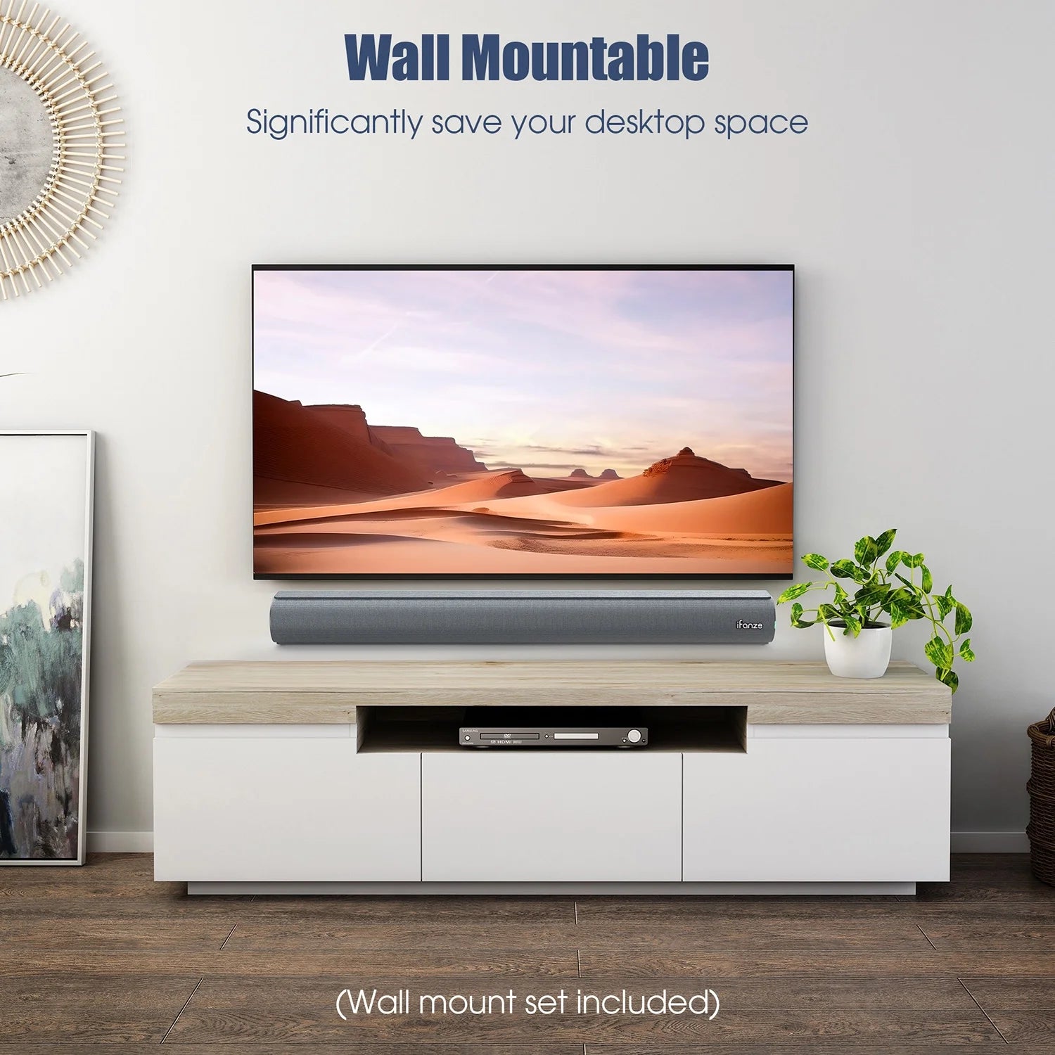 100W 28-Inch Bluetooth 5.3 Sound Bar with HDMI, Home Theater Surround Sound System with Built-In Subwoofer for Smart TV with Remote, Brushed Finish Gray