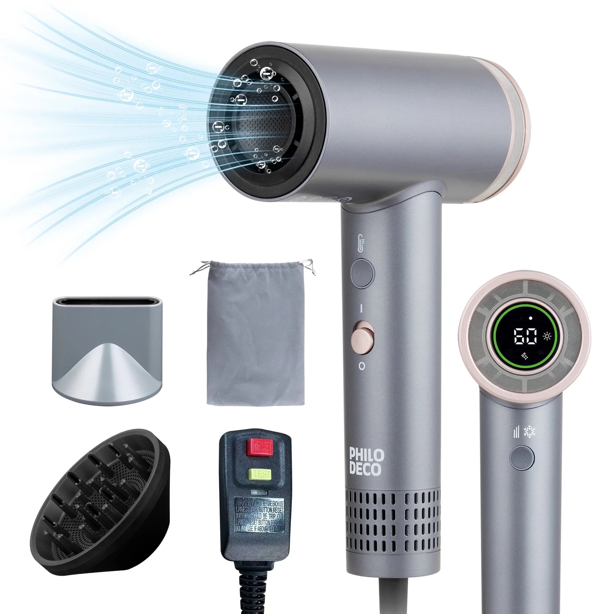 Hair Dryer with Diffuser, 500 Million Negative Ionic Hair Dryer, Professional Hair Dryer 110000RPM Blow Dryer, Fast Drying High-Speed Hair Dryer for Women Men