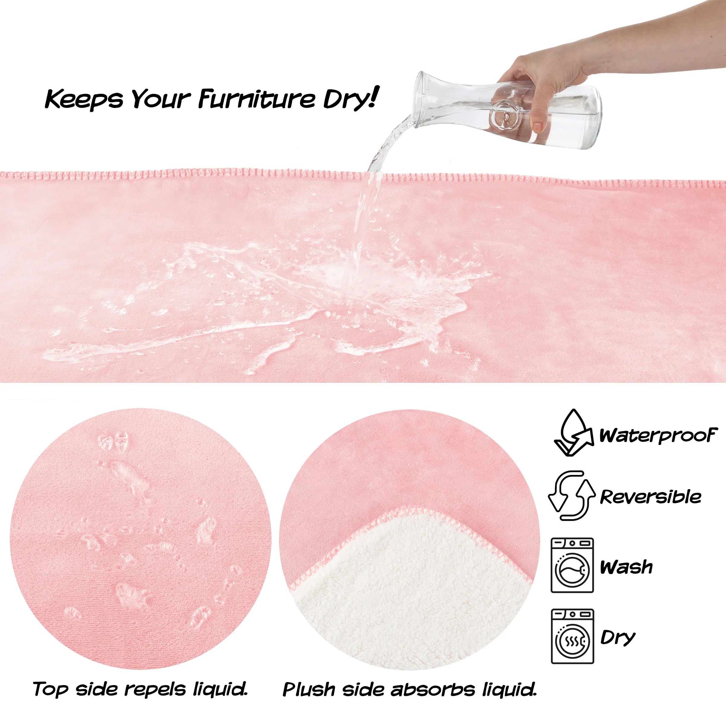 30X40-Inch Reversible Sherpa Fleece Waterproof Dog Blanket (Pink)