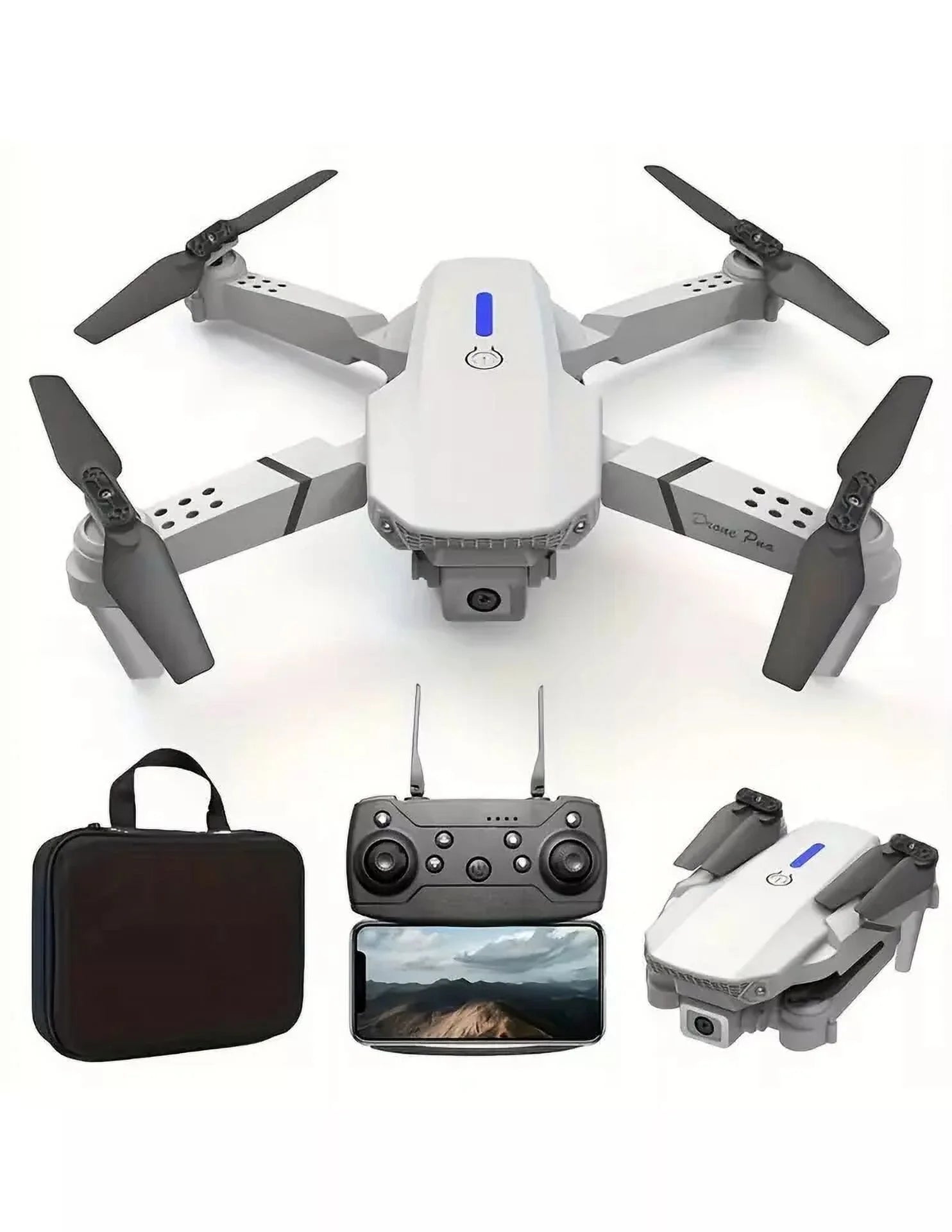 2024 4K White New RC Dual Camera Drones, Wifi FPV Foldable Drones, 4K E88 Pro Drone