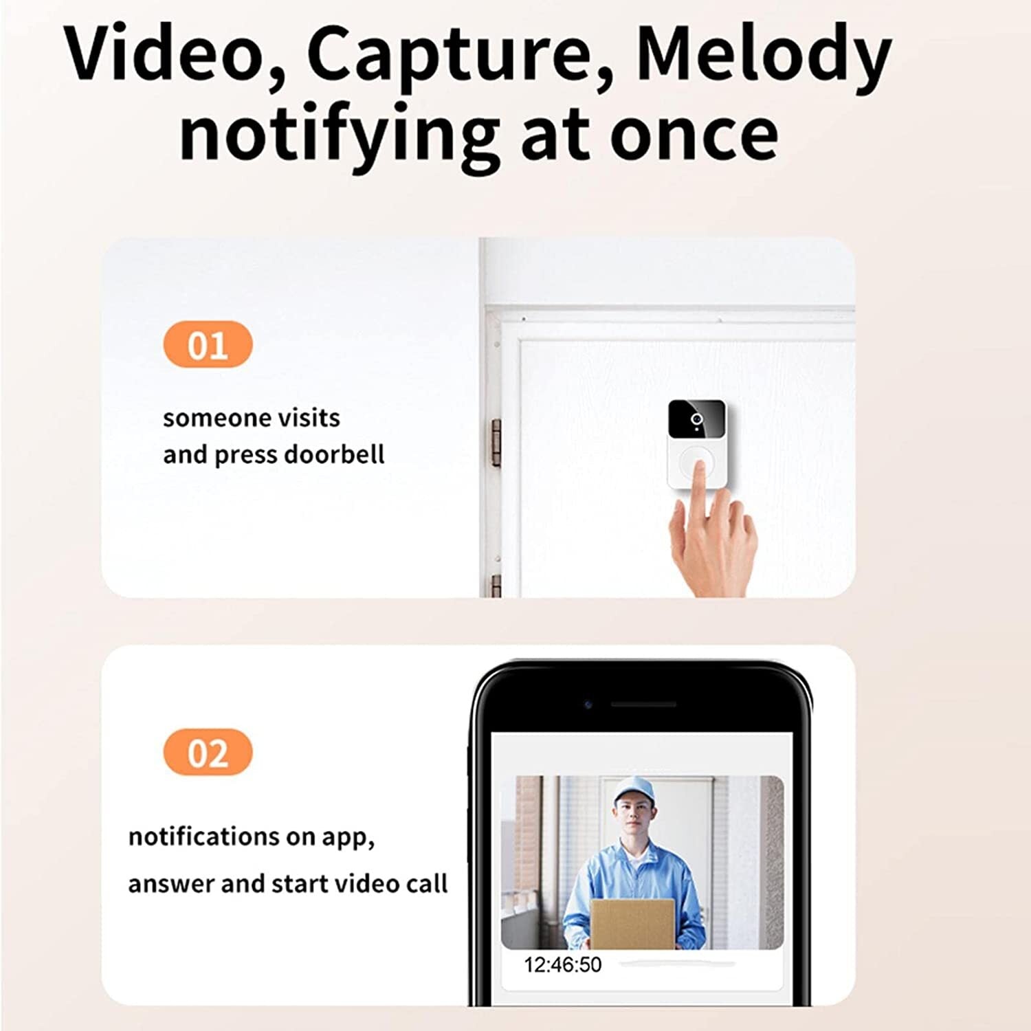 Smart Wireless Wifi Video Doorbell Night Vision Camera Door Bell Ring Intercom