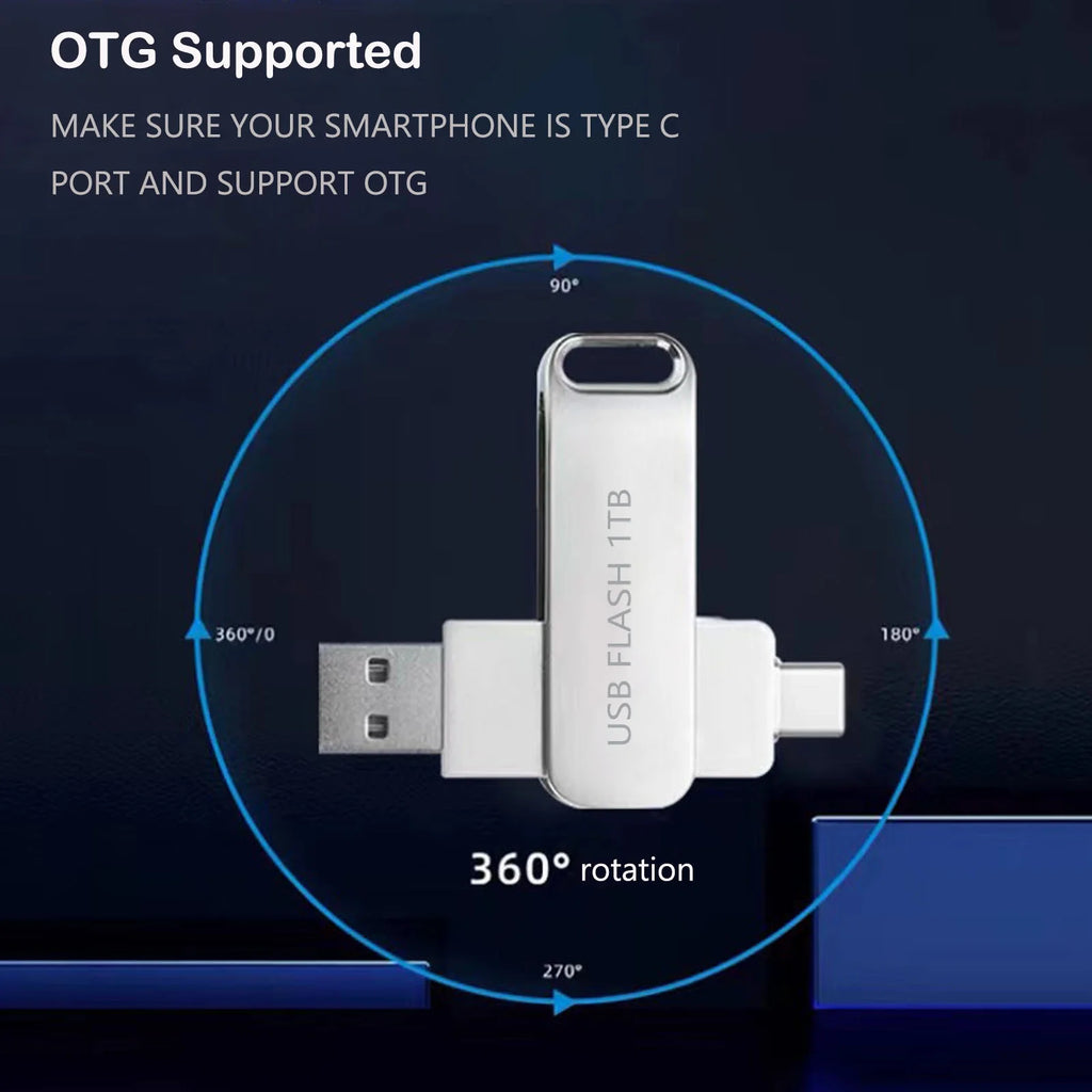 1TB USB Flash Drive-2 in 1 Thumb Drive with USB and Type C Port-Compatible with Laptops PC Transfer Data