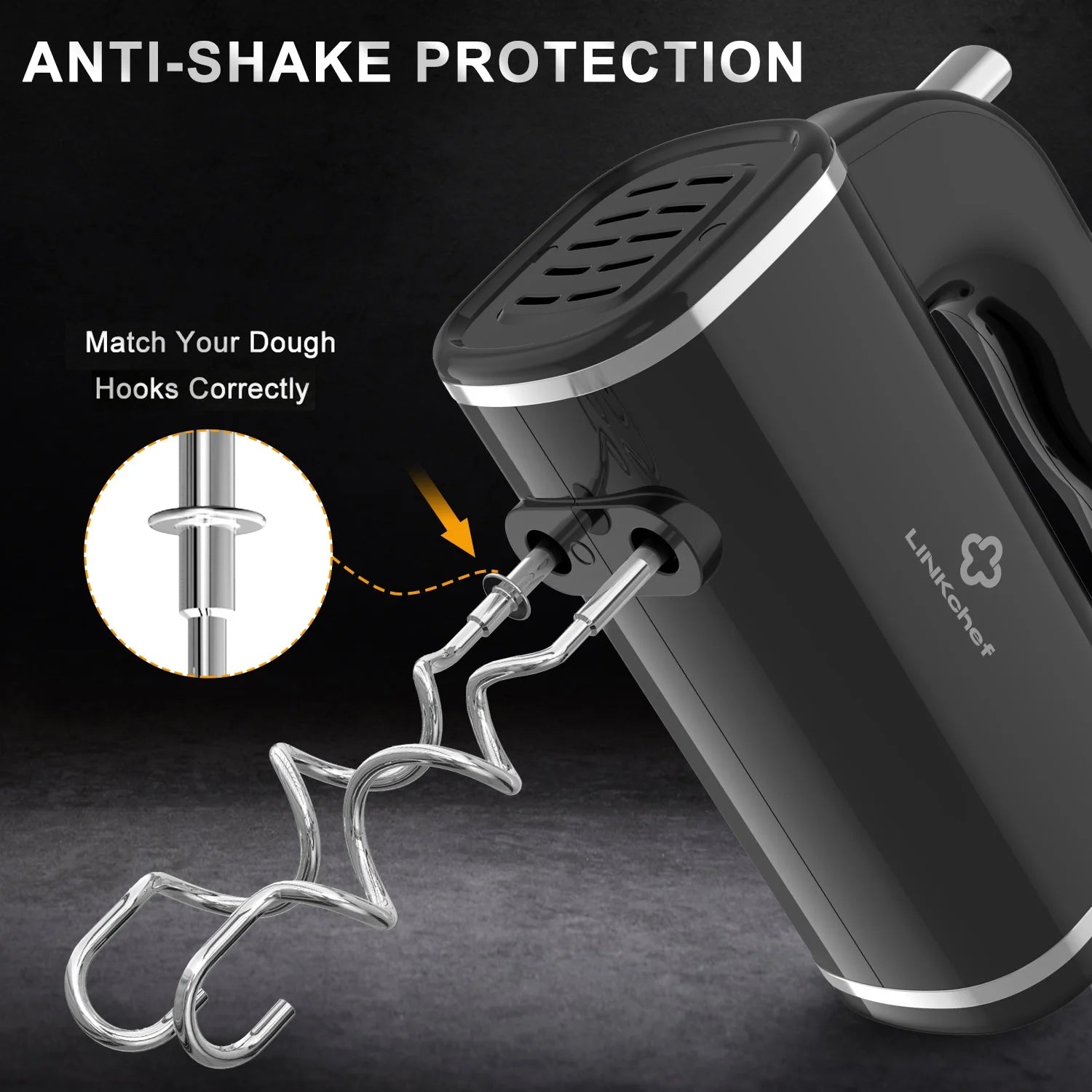 Hand Mixer, 450W Turbo Electric Handheld Mixer, 5 Speed Electric Mixers for Kitchen (Black)