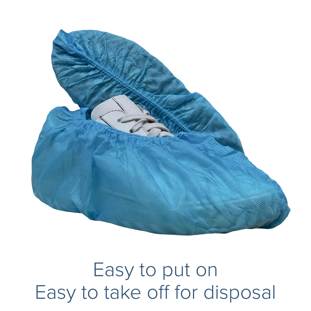 100 Pack Blue Large Disposable Shoe Covers