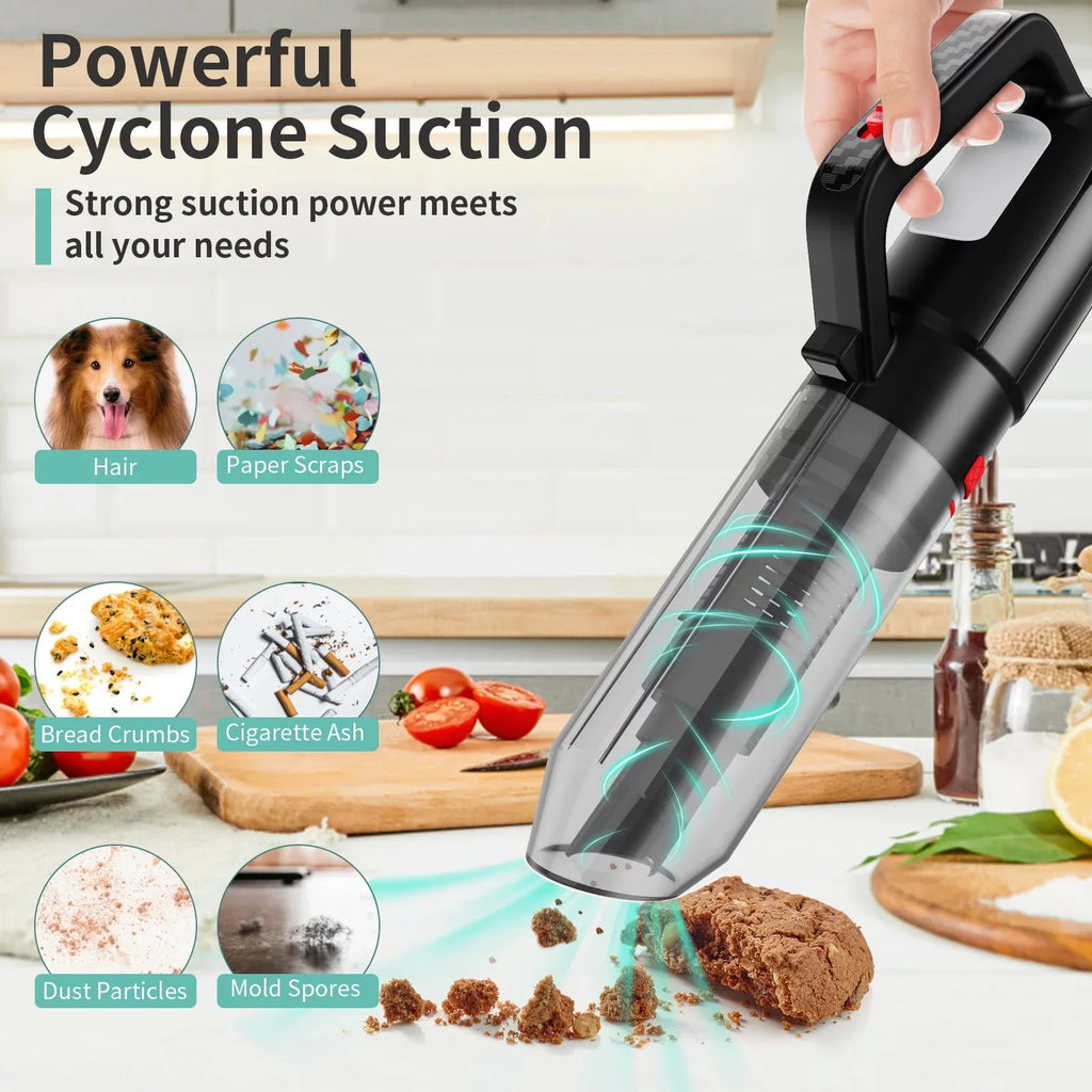 Cordless Handheld Vacuum Cleaner, Portable Car Vacuum Cleaner 3 in 1 Cordless Vacuum Air Blower and Hand Pump with LED Light for Home Car Pet Hair
